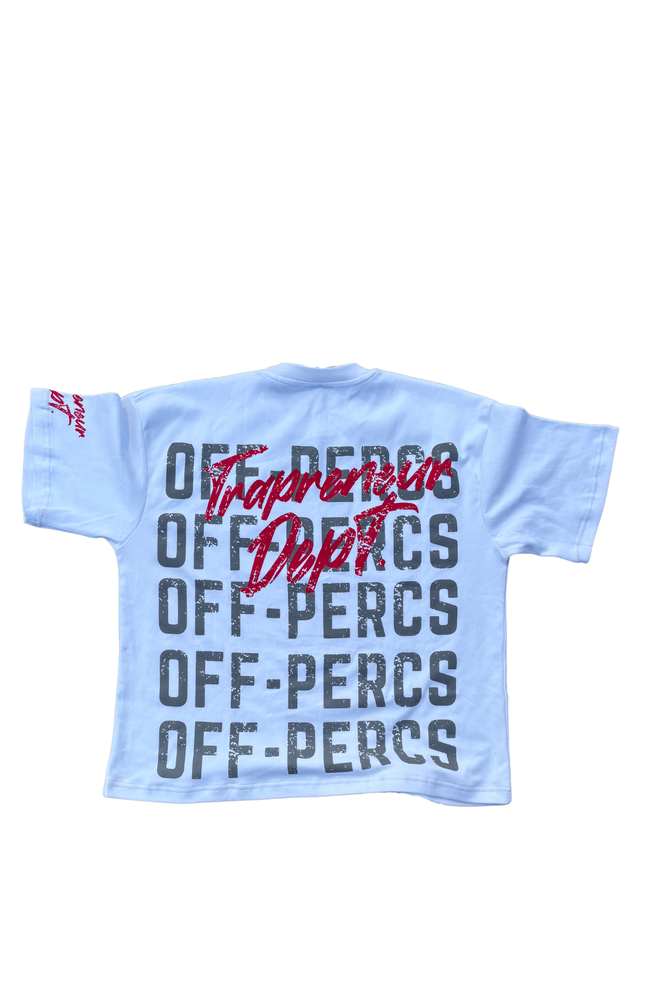 TRAPRENEUR DEPT. OFF-PERCS WHITE SHIRT