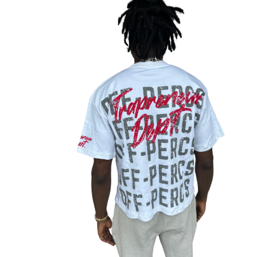 TRAPRENEUR DEPT. OFF-PERCS WHITE SHIRT